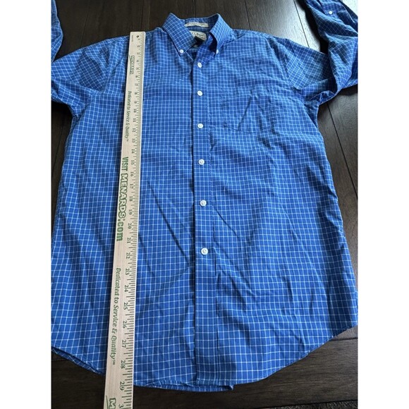 L.L. Bean Button Down Shirt Size S Reg Wrinkle Resistant Blue Check 100% Cotton - Picture 4 of 7